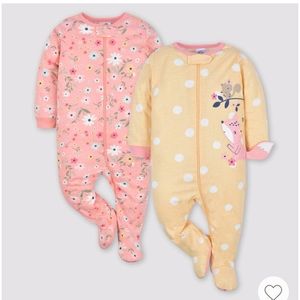 Gerber 2 Pack Baby Girls ZipFront Sleep N'Play